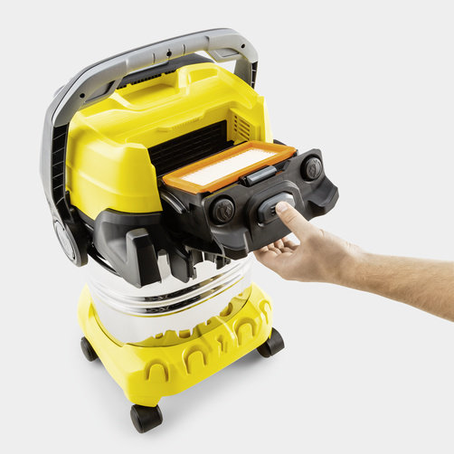 Хозяйственный пылесос Karcher WD 6 P S V-30/6/22/T - <h3>Штепсельная розетка с автоматикой включения / отключения для работы с электроинструментами</h3>
Немедленный сбор пыли и стружки, образующихся при строгании, пилении или шлифовании. Пылесос автоматически включается и выключается синхронно с электроинструментом.