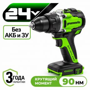 Аккумуляторная дрель-шуруповерт Greenworks GD24DD90 б/щ, 45/90 Н·м, 24v (без АКБ и З/У) Аккумуляторная дрель-шуруповерт Greenworks GD24DD90 б/щ, 45/90 Н·м, 24v (без АКБ и З/У)