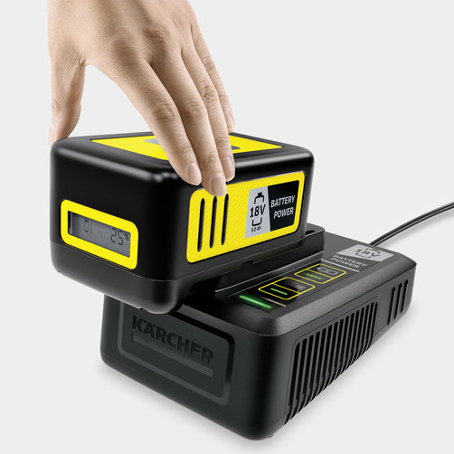 Стартер Комплект Karcher Battery Power 18/50 - <h3>Инновационная технология Real Time</h3>
ЖК-дисплей постоянно отображает состояние заряда, время до окончания процесса заряда или запас времени работы.