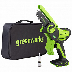 Аккумуляторная цепная мини-пила Greenworks GD24CSMNX 15см, б/щ, 24v (без АКБ и З/У) - изображение 2